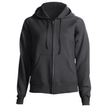 Hanes Cotton Fleece Hoodie Sweatshirt - Zip, Raglan Sleeve - 7.5 oz (For Women) in Black - 2nds