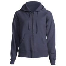 Hanes Cotton Fleece Hoodie Sweatshirt - Zip, Raglan Sleeve - 7.5 oz (For Women) in Dark Blue - 2nds