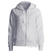 Hanes Cotton Fleece Hoodie Sweatshirt - Zip, Raglan Sleeve - 7.5 oz (For Women) in Grey Heather - 2nds
