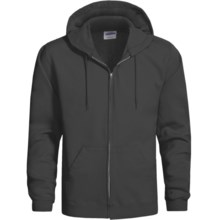 Hanes Cotton-Rich 9 OZ Fleece Hoodie Sweatshirt - Full-Zip (For Men and Women) in Black - 2nds