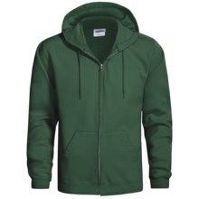Hanes Cotton-Rich 9 OZ Fleece Hoodie Sweatshirt - Full-Zip (For Men and Women) in Dark Green - 2nds