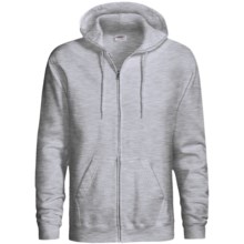 Hanes Cotton-Rich 9 OZ Fleece Hoodie Sweatshirt - Full-Zip (For Men and Women) in Grey Heather - 2nds
