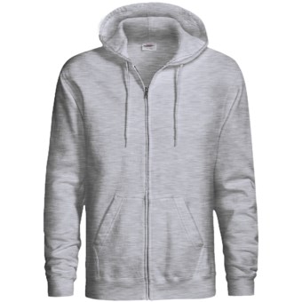 Hanes Cotton-Rich 9 OZ Fleece Hoodie Sweatshirt - Full-Zip (For Men and Women) in Grey Heather