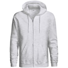 Hanes Cotton-Rich 9 OZ Fleece Hoodie Sweatshirt - Full-Zip (For Men and Women) in Light Grey Heather - 2nds
