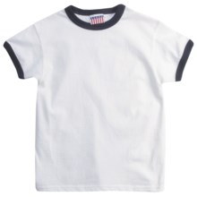 Hanes Cotton Ringer T-Shirt - Short Sleeve (For Youth) in White/Navy - 2nds