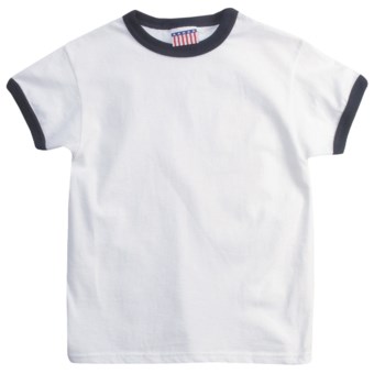 Hanes Cotton Ringer T-Shirt - Short Sleeve (For Youth) in White/Navy