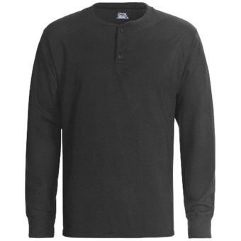 Hanes Henley T-Shirt - Cotton, Long Sleeve (For Men) in Black