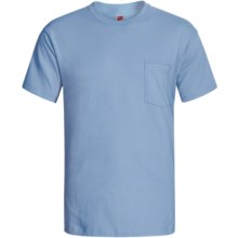 Hanes Open End Pocket T-Shirt - Cotton, Short Sleeve (For Men and Women) in Light Blue - 2nds