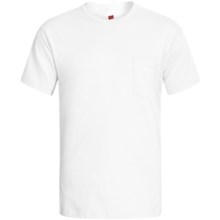 Hanes Open End Pocket T-Shirt - Cotton, Short Sleeve (For Men and Women) in White - 2nds