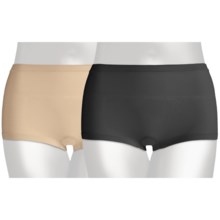 Hanes Premium Boy Short Underwear - 2-Pack, Tagless® (For Women) in Black Stripe/Natural - Closeouts