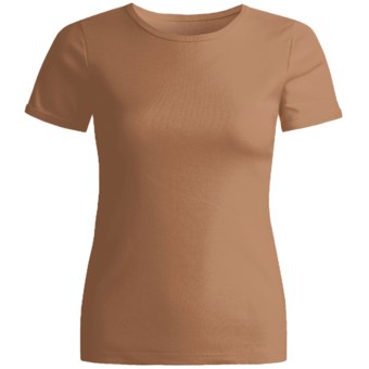 Hanes Silver For Her Cotton Shirt - Scoop Jewel Neck, Short Sleeve (For Women) in Dark Chocolate
