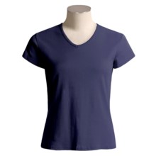 Hanes Silver For Her T-Shirt - Short Sleeve, V-Neck (For Women) in Deep Navy - 2nds