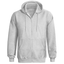 Hanes Ultimate Cotton Hoodie Sweatshirt - Full Zip (For Men and Women) in Light Grey Heather - 2nds