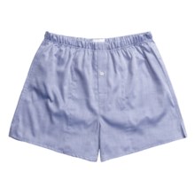 Hanro Fishbone Boxer Shorts (For Men) in Denim Blue - Closeouts