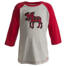 Hatley Baseball T-Shirt - Cotton, 3/4 Sleeve (For Kids) in Moose On Plaid - Closeouts