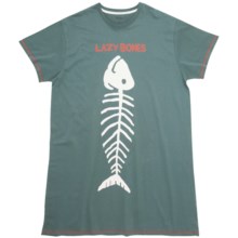 Hatley Cotton Knit Nightshirt - Short Sleeve (For Women) in Fish " Lazy Bones" - Closeouts