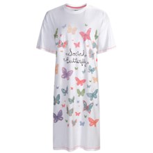 Hatley Cotton Knit Nightshirt - Short Sleeve (For Women) in Social Butterfly - Closeouts