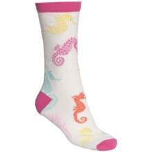 Hatley Print Socks - Crew (For Women in Sea Horses - Closeouts