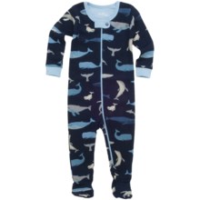 Hatley Printed Footed Coveralls (For Infants) in Blue Whales - Closeouts
