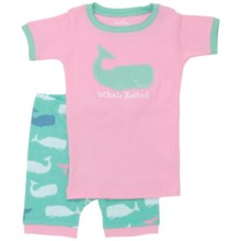 Hatley Short Pajama Set - Short Sleeve (For Kids) in Pink Whales "Whale Rested" - Closeouts