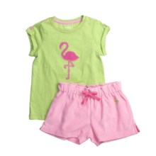 Hatley Short Sleeve Shirt and Shorts Set- 2 Piece (For Little Girls) in Flamingos - Closeouts