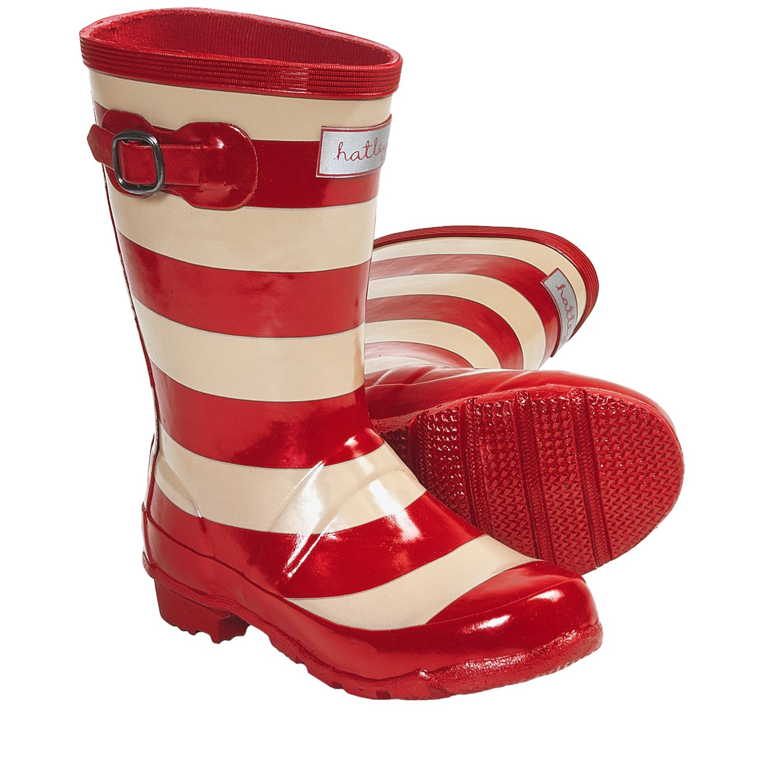 striped rain boots