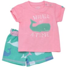 Hatley T-Shirt and Shorts Set- 2-Piece (For Infants) in Pink Whales "Whale Of A Time" - Closeouts