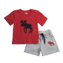 Hatley T-Shirt and Shorts Set - 2-Piece, Short Sleeve (For Infants) in Moose On Red - Closeouts