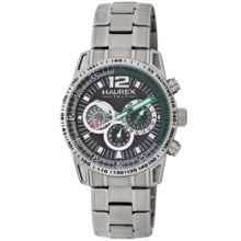 Haurex Talento Dual Time Watch (For Men) in Black/Green/Stainless Steel - Closeouts