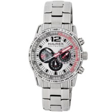 Haurex Talento Dual Time Watch (For Men) in Silver/Red/Stainless Steel - Closeouts