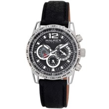 Haurex Talento Dual Time Watch - Leather Band (For Men) in Black/Black - Closeouts