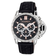 Haurex Talento-R Chronograph Watch - Leather Band (For Men) in Black/Black - Closeouts