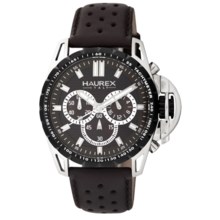 Haurex Talento-R Chronograph Watch - Leather Band in Brown/Brown - Closeouts