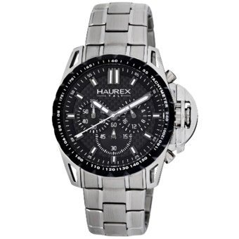 Haurex Talento-R Chronograph Watch - Stainless Steel in Black/Stainless Steel