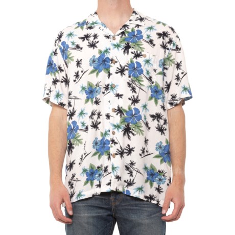 Weatherproof Vintage Hawaiian Print T-Shirt - Button Up, Short Sleeve (For Men) - DRESS BLUES (M )