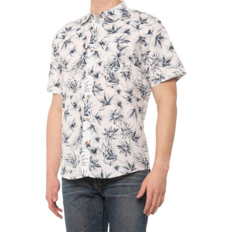 Weatherproof Vintage Hawaiian Print T-Shirt - Button Up, Short Sleeve (For Men) - WHITE (M )