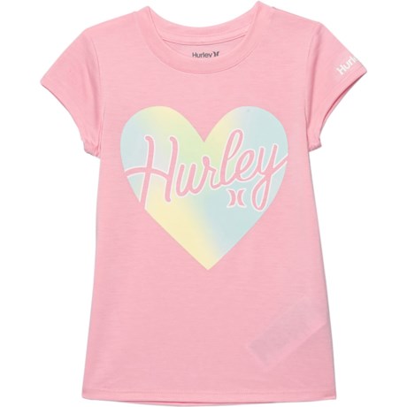 Hurley Heart T-Shirt - Short Sleeve (For Little Girls) - MEDIUM SOFT PINK (6X )