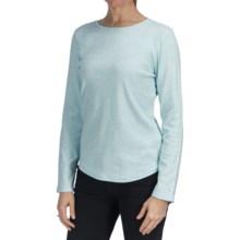 Heathered Cotton Jersey Shirt - Crew Neck, Long Sleeve (For Women) in Blue - 2nds