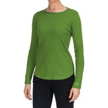 Heathered Cotton Jersey Shirt - Crew Neck, Long Sleeve (For Women) in Green - 2nds