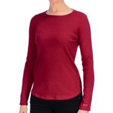 Heathered Cotton Jersey Shirt - Crew Neck, Long Sleeve (For Women) in Red - 2nds