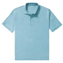 Heathered Cotton Polo Shirt - Pima Cotton, Short Sleeve (For Big and Tall Men) in Light Turquoise - 2nds
