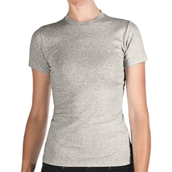 Heathered Crew Neck T-Shirt - Cotton, Short Sleeve (For Women) in Heather Grey
