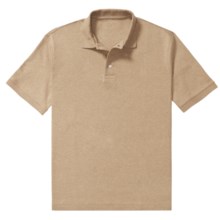 Heathered Pima Cotton Polo Shirt - Tailored Fit, Short Sleeve (For Men) in Tan - 2nds