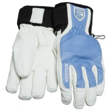 Hestra All-Leather PrimaLoft® Gloves (For Men and Women) in Light Blue/Off White - Closeouts