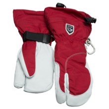 Hestra Heli 3 Finger Ski Gloves - Waterproof, Insulated (For Women) in Red/Off White - Closeouts
