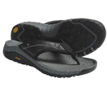 Hi-Tec Sierra Canyon Thong Sandals - Leather (For Men) in Black/Dark Grey - Closeouts