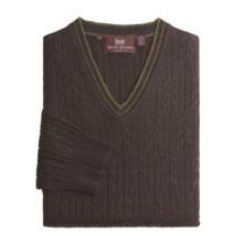 Hickey Freeman Cashmere Cable Sweater - V-Neck (For Men) in Blackberry - Closeouts