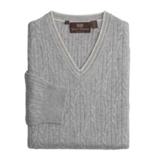 Hickey Freeman Cashmere Cable Sweater - V-Neck (For Men) in School Uniform - Closeouts