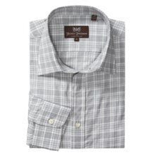 Hickey Freeman Check with Windowpane Overlay Sport Shirt - Long Sleeve (For Men) in Light Grey - Closeouts
