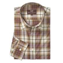 Hickey Freeman Check with Windowpane Overlay Sport Shirt - Long Sleeve (For Men) in Rust - Closeouts